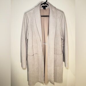 Joan Vass Soft Beige Faux Leather Trench Coat